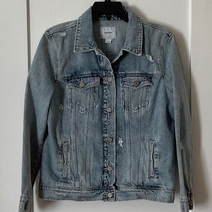 OLD NAVY Distressed  Denim Jacket Large  100% Cotton Pre-owned